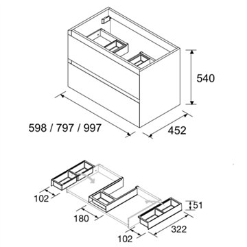 Mobile bagno sospeso 80 cm eucalipto con lavabo in ceramica – Tania