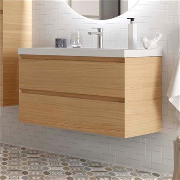 Mobile bagno sospeso 100 cm rovere europeo con 2 cassetti – Tania