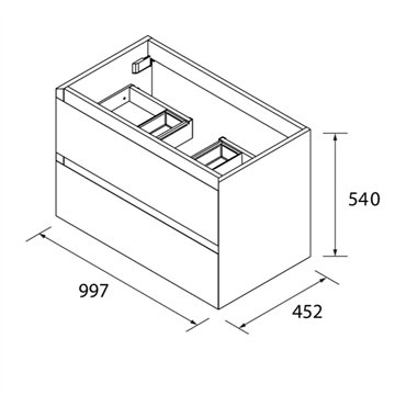 Mobile bagno sospeso 100 cm noce americano con 2 cassetti – Tania