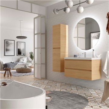 Colonna bagno sospesa 35x160 cm rovere europeo con 2 ante – Tania