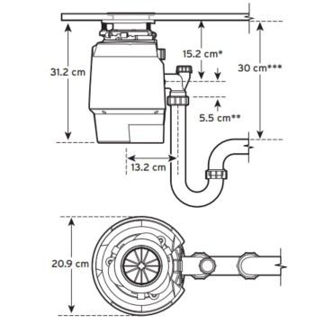 Dissipatore rifiuti alimentari 0,55 HP Power Premium 550 SR