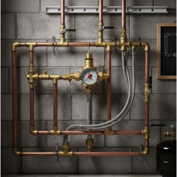 Riduttore pressione acqua 1"1/4 MM PN25 ottone con manometro CE