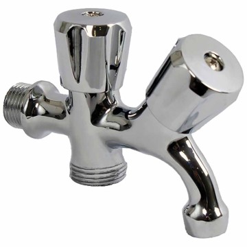 Rubinetto bi-uso lavatrice 1/2"x3/4" cromato doppia uscita