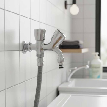 Rubinetto bi-uso lavatrice 1/2"x3/4" cromato doppia uscita