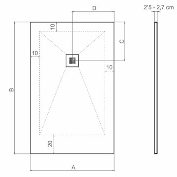 Piatto doccia ZERO Mineral Plane 1000x1400 mm bianco antiscivolo