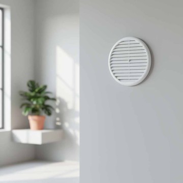 Griglia tonda in ABS bianca Ø184 foro 125÷160 con rete Idrobay