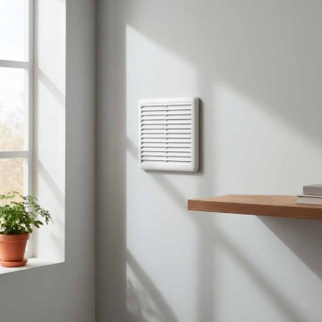 Griglia quadrata in ABS bianca 190x190 foro 125÷160 con rete Idrobay