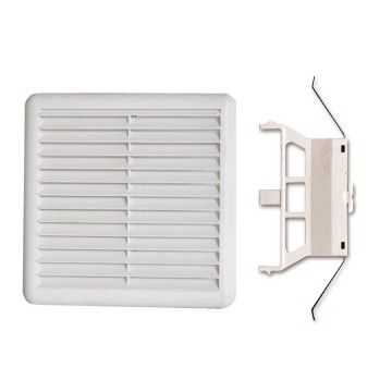 Griglia quadrata in ABS bianca 190x190 foro 125÷160 con rete Idrobay