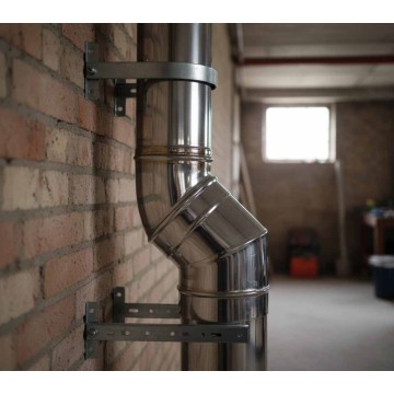 Curva 45° MF acciaio inox AISI 316L Ø200 per canna fumaria