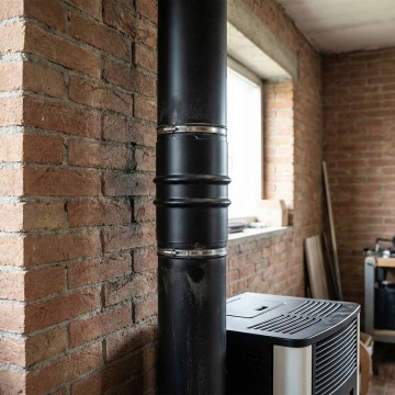 Manicotto giunzione FF/MM acciaio 1.2 Ø80 L150 mm nero