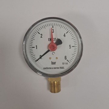 Manometro radiale Ø63 6 bar attacco 1/4" EN 837-1 INAIL