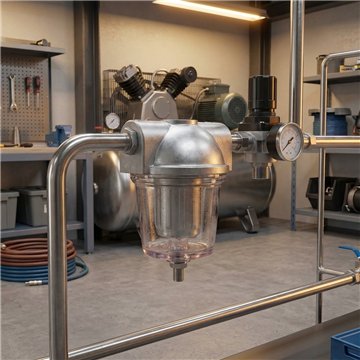 Filtro gasolio 3/8" 1 via alluminio con cartuccia inox 60 l/h