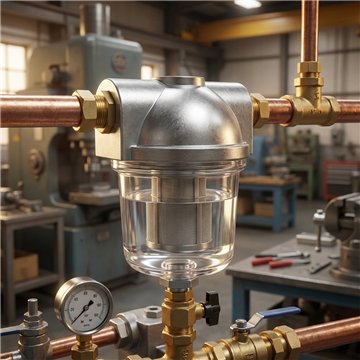 Filtro gasolio 3/8" 1 via alluminio con cartuccia inox 60 l/h