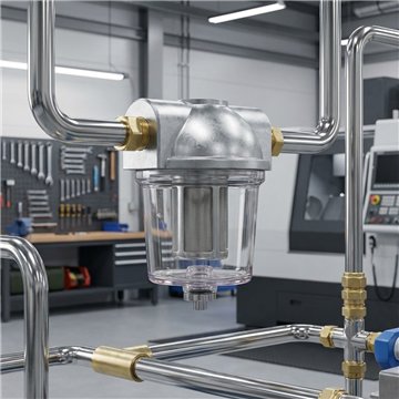 Filtro gasolio 3/8" 1 via alluminio con cartuccia inox 60 l/h