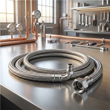 Tubo flessibile bruciatori gasolio 90 cm 1/4"M–3/8"F 15 bar