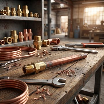 Raccordo con prolunga rame 1/4" SAE L90 mm Ø6