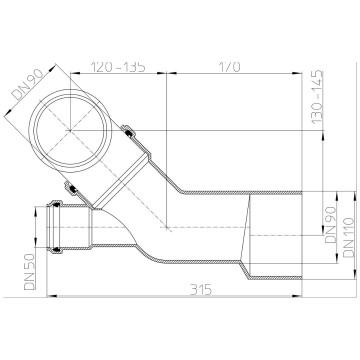 Curva Scarico WC Sospeso DN90/110 Rotabile Braga DN50 | Idrobay