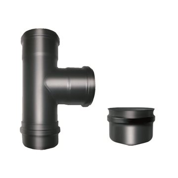 Raccordo a ''T'' 90° MFM acciaio 1,2 con tappo cieco dn80 "nero"  L220mm