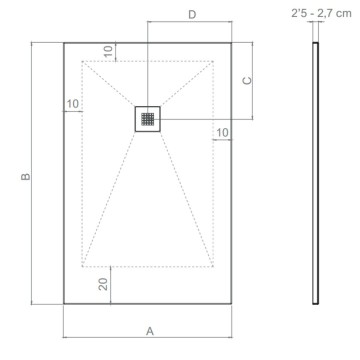 Piatto Doccia Zero 800x1700 Mineral Plane Cemento Antiscivolo | Idrobay