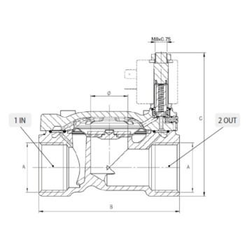 Elettrovalvola NA 1" Ottone NBR 220V 7,5VA Normalmente Aperta | Idrobay