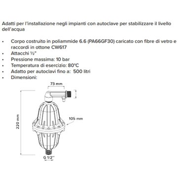 Alimentatore Aria LUFT 1/2" Autoclavi 500L Effetto Venturi | Idrobay