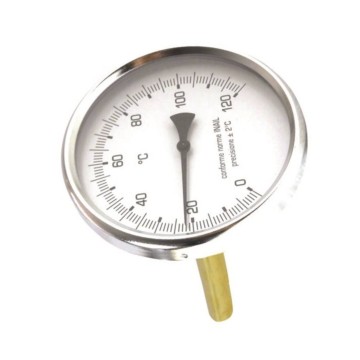 Termometro Bimetallico Ø63mm 0-120°C Attacco Posteriore 1/2" Guaina 50mm