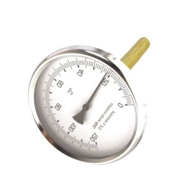 Termometro Bimetallico Ø63mm 0-120°C Attacco Posteriore 1/2" Guaina 50mm