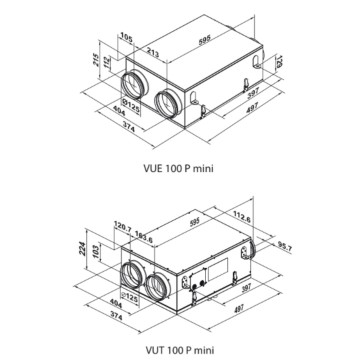 VMC Recupero Calore Entalpico VUE 100 P mini 78-156 m³/h 64-72% Vents