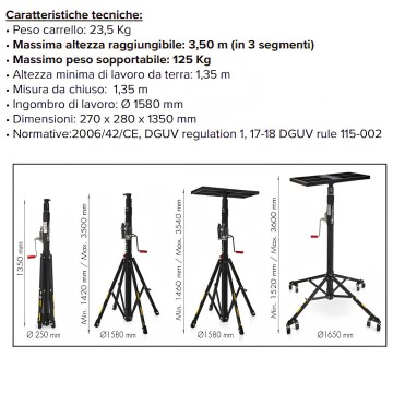 Carrello Elevatore Telescopico 125 Kg 350 cm Pieghevole ELC 720/I