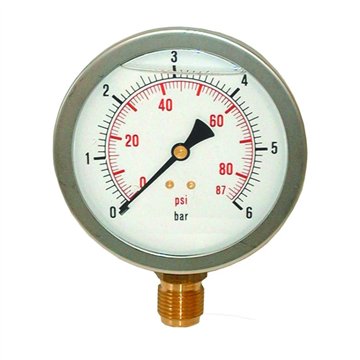 Manometro radiale ottone Ø80 mm 40 bar attacco 3/8" IP65