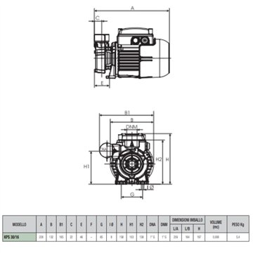 Elettropompa Periferica Aspirazione Laterale 0,6 kW 54m 230V DAB KPS 38/18