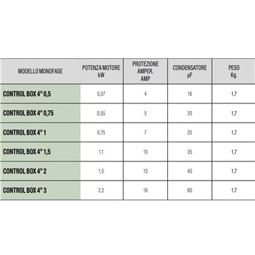 Quadro Condensatore Pompa Sommersa 4" 16A DAB Control Box 4" 3