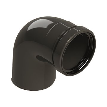 Curve a 90° in polipropilene nero con diametro di 60mm e filettatura maschio-femmina