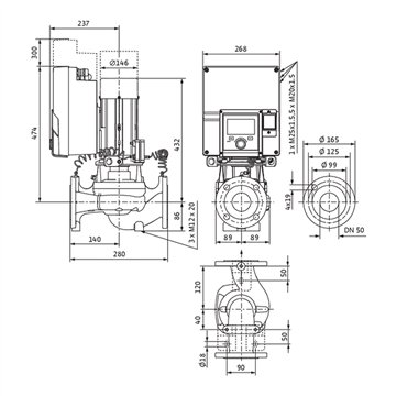 Pompa inline DN50 - Wilo Stratos GIGA2.0-I 50/1-37/3,0