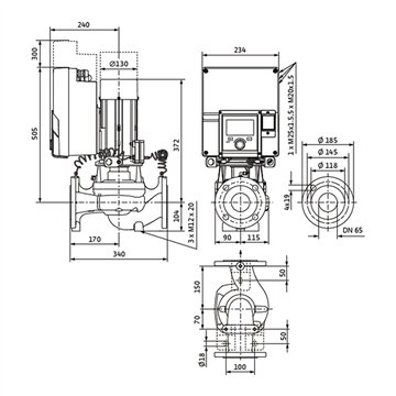 Pompa inline DN65 - Wilo Stratos GIGA2.0-I 65/1-7/0,55