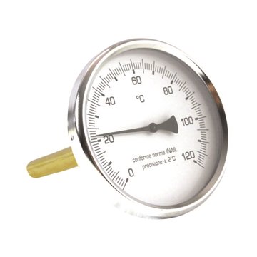 Termometro Bimetallico Ø63mm 0-120°C Attacco Posteriore 1/2" Guaina 50mm
