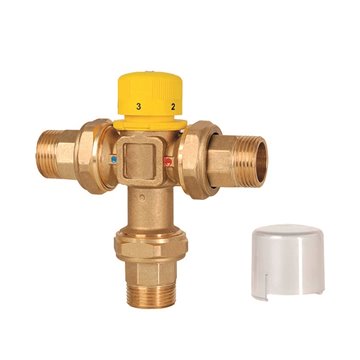 Miscelatore termostatico per impianti solari con attacchi a bocchetto