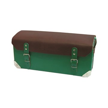 borsa in cuoio marrone/verde, con dimensioni di 46 centimetri