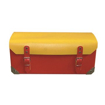 Borsa in cuoio giallo/rossa, con dimensioni di 46 centimetri