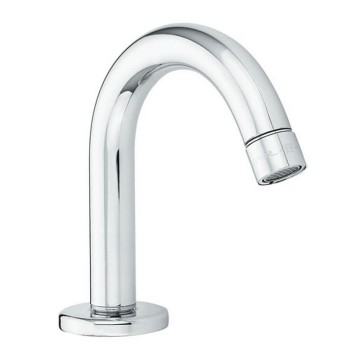 Bocca di erogazione fissa per installazione su piano, in tubo di ottone, con aeratore antivandalo