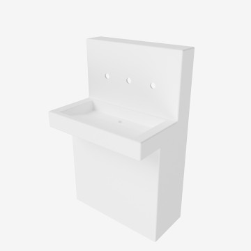 Console bagno con lavabo a scivolo in SOLID SURFACE, bianco
