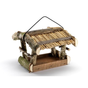 Mangiatoia per uccellini naturale in legno certificato FSC