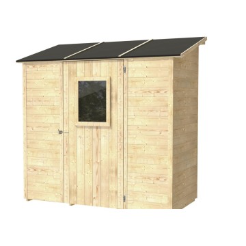 Casetta vaniglia addossata in perline d'abete naturale 245x102 cm: pr