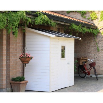 Casetta vaniglia addossata in perline d'abete naturale 245x102 cm: pr