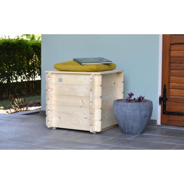 Cassapanca Gaia in legno massello, dimensioni 60x60xh56 cm