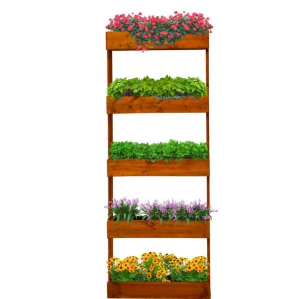 Ortolegno Balcony Diritto 5 Vasche 71x16,5xh164 cm - Color Castagno: