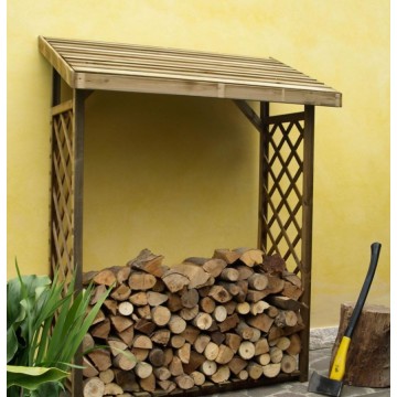 Legnaia con griglia in legno certificato FSC - Dimensioni 133x67x175
