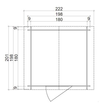 Casetta Regis in perlina d'abete naturale, dimensioni 198x198cm