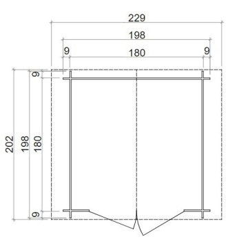 Casetta Hobby: Pareti preassemblate in perlina d'abete naturale 198x1