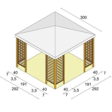 Gazebo Fox JT40 Pocket - Copertura in PVC resistente - 300x300 cm